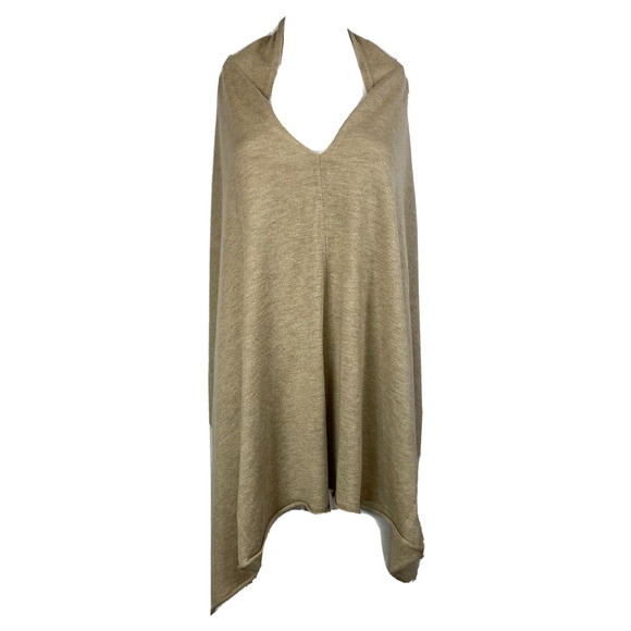 Kerisma Shawl Poncho Womens One Size Beige‎ Wool Knit Pullover Asymmetric - Picture 1 of 6